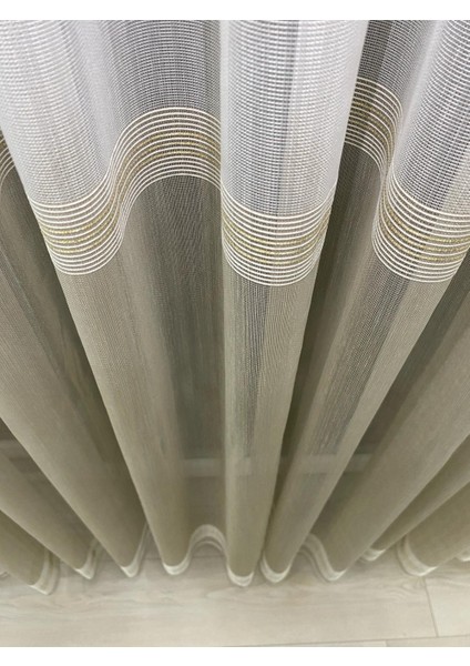 Paris Gold Simli Iki Renkli Sütlü Kahverengi Ekru Tül Perde 1/3 Sık Pileli fırsatları