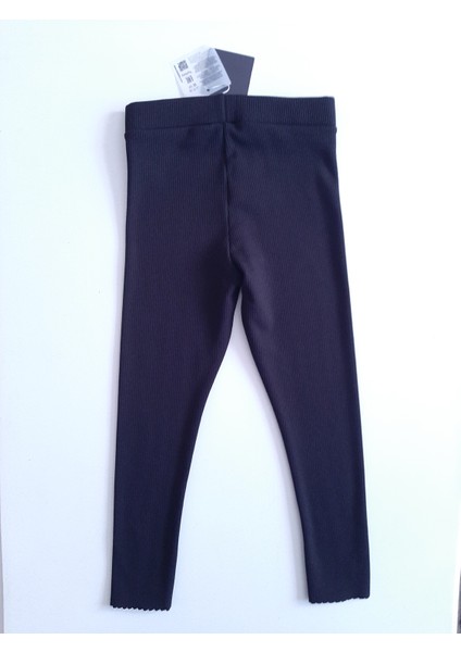 Kız Çocuk Fitilli Kumaş Nakışlı Basic Tayt Pantolon
