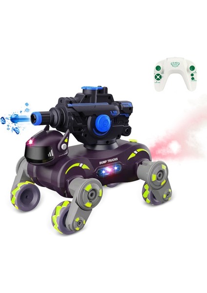 Sekiz Tekerlekli Dublör Robot Köpek Akıllı Hareket Sensörü Rc Çocuk Oyuncak Araba Işıklı Müzikli Sprey Araba, Stil: Tank Yeşil Tek Rc (Yurt Dışından)