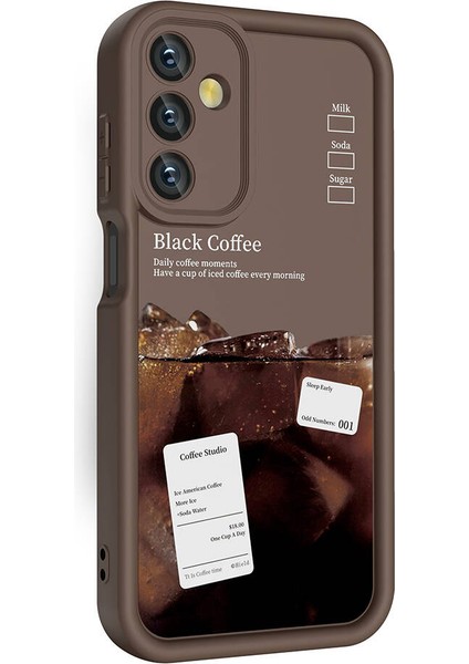 Atlas Galaxy A05s Kılıf Kamera Korumalı Baskılı Arka Yüzey Klas Kapak-Koyu Kahve