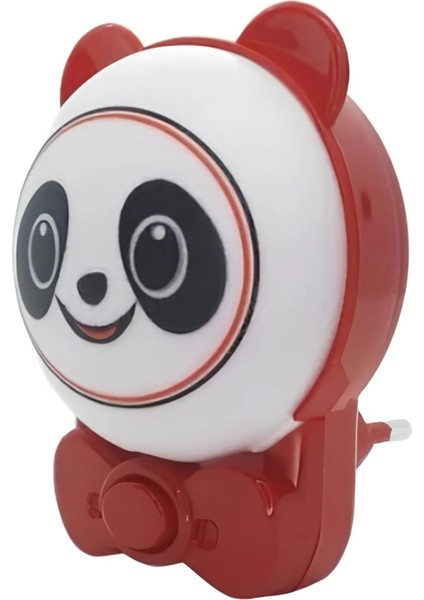 Sevimli Panda Bebek Çocuk Odası Gece Lambası, Prize Tak Çalıştır Anahtarlı, 2 Watt Beyaz Işık Ledli