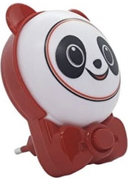 Sevimli Panda Bebek Çocuk Odası Gece Lambası, Prize Tak Çalıştır Anahtarlı, 2 Watt Beyaz Işık Ledli