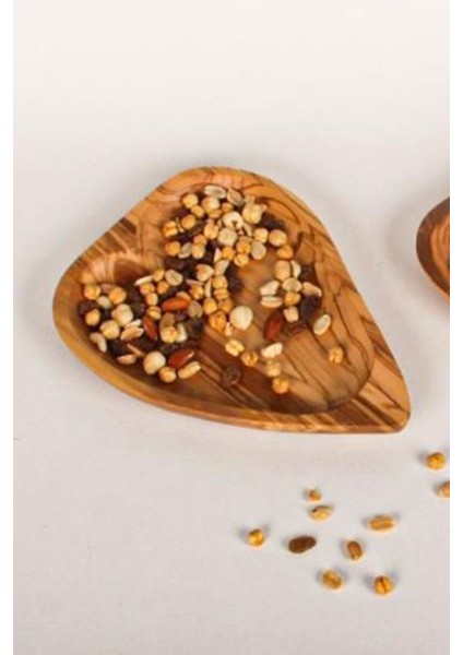 Zeytin Ağacı Kalp Servis Sunum Tabağı 20x14 cm