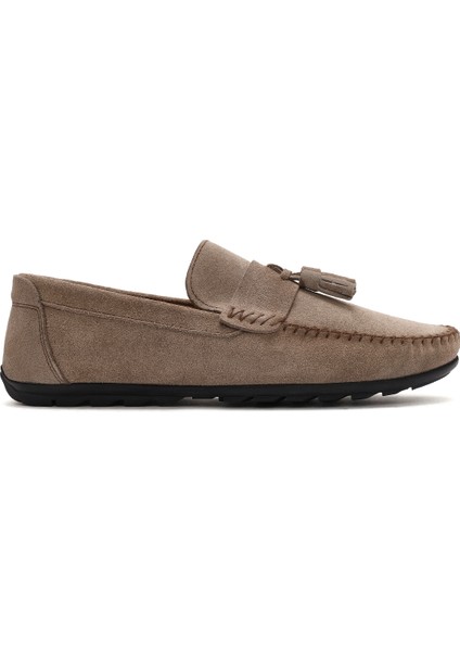 Erkek Bej Püsküllü Süet Deri Casual Loafer 25SFD754610