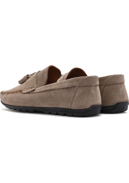 Erkek Bej Püsküllü Süet Deri Casual Loafer 25SFD754610