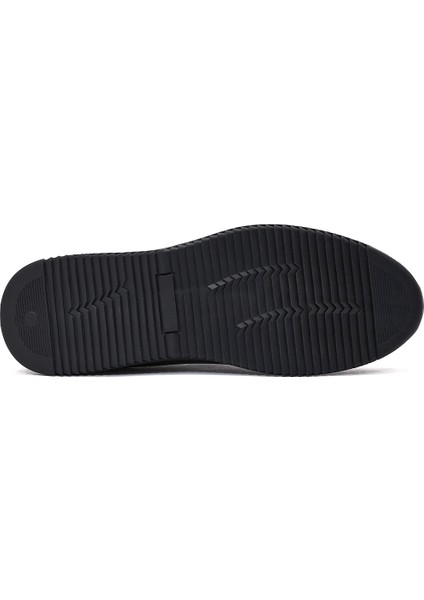 Erkek Siyah Bağcıklı Deri Casual Sneaker 25SFD710918