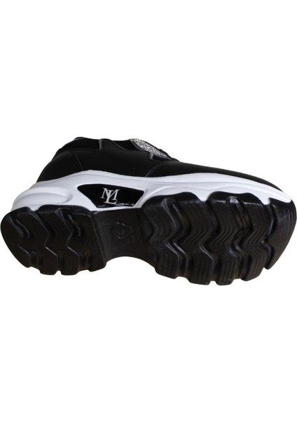 Yazkış Kadın Siyah Beyaz Cilt Taşlı Içten 8cm Topuklu Fashıon Günlük Spor Ayakkabı fırsatları