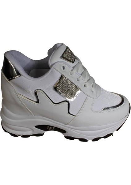 Yazkış Kadın Siyah Beyaz Cilt Taşlı Içten 8cm Topuklu Fashıon Günlük Spor Ayakkabı fiyatları