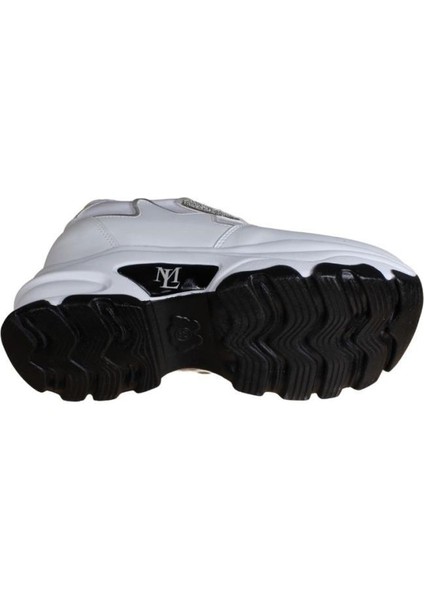 Yazkış Kadın Siyah Beyaz Cilt Taşlı Içten 8cm Topuklu Fashıon Günlük Spor Ayakkabı fırsatları