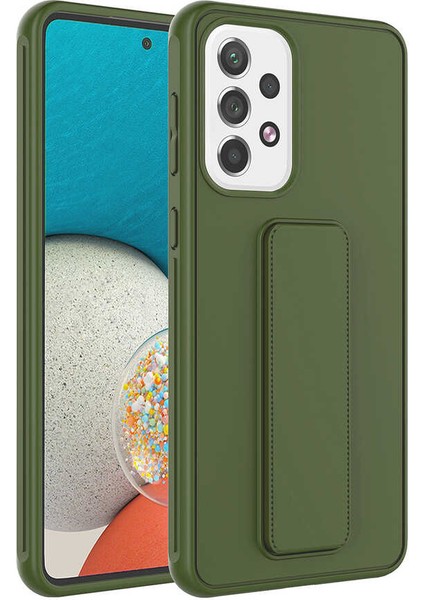Atlas Galaxy A13 4g Kılıf Qstand Kapak-Koyu Yeşil