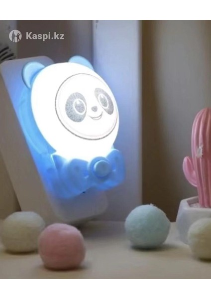 Sevimli Panda Bebek Çocuk Odası Gece Lambası, Prize Tak Çalıştır Anahtarlı, 2 Watt Beyaz Işık Ledli