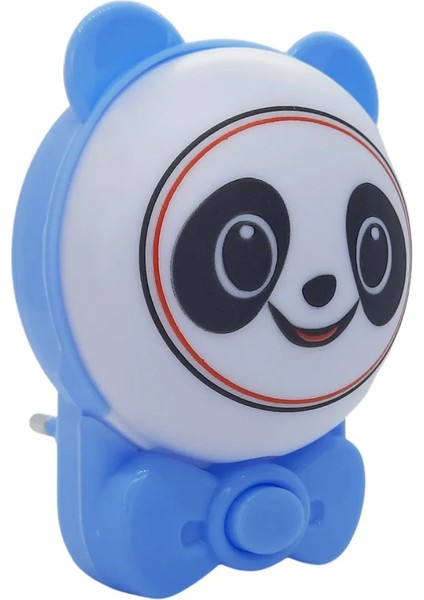 Sevimli Panda Bebek Çocuk Odası Gece Lambası, Prize Tak Çalıştır Anahtarlı, 2 Watt Beyaz Işık Ledli