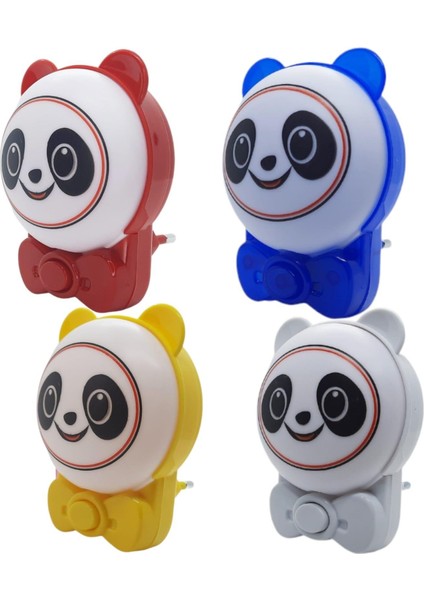 Sevimli Panda Bebek Çocuk Odası Gece Lambası, Prize Tak Çalıştır Anahtarlı, 2 Watt Beyaz Işık Ledli