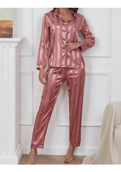 Kadın Uzun Kollu Düğmeli 2 Parça Pijama Takımı modelleri