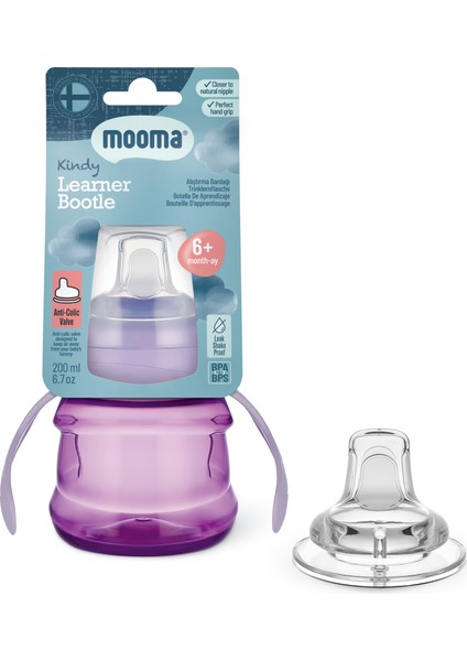 KiKindy Damlatmaz Egitici Su Alıştırma Bardağı 200 ml 6+ Ay - Baby Purple fırsatları