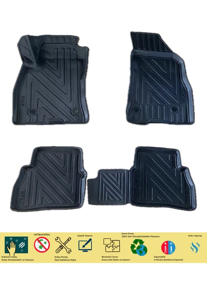 Newdeco Fiat Doblo 2015-2022 Için 5,5d Carbon Style Havuzlu Paspas - Tpe Malzeme