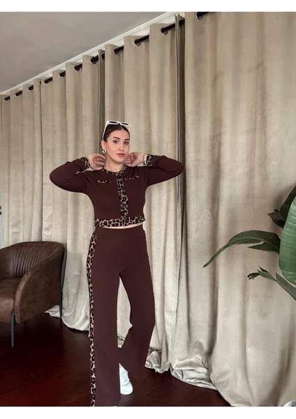 Leopar Şeritli Alt Üst Takım