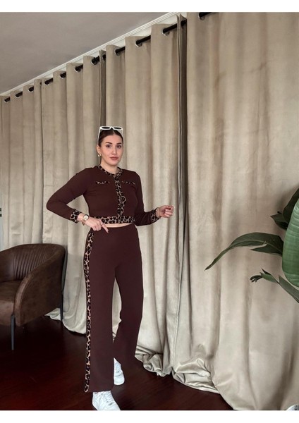 Leopar Şeritli Alt Üst Takım