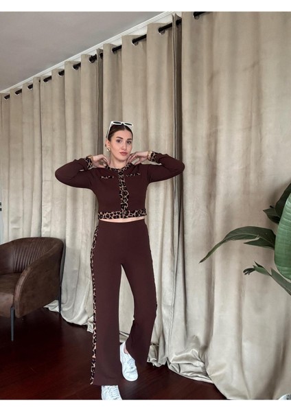 Leopar Şeritli Alt Üst Takım