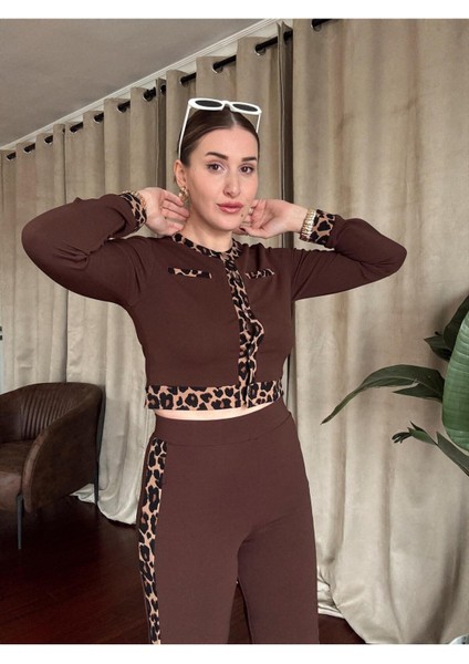 Leopar Şeritli Alt Üst Takım