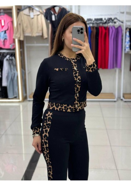 Leopar Şeritli Alt Üst Takım