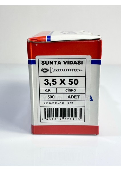 Sunta Vidası 3.5X50 -Çinko - 500 Adet fiyatları