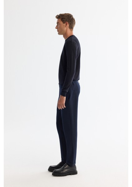 Erkek Lacivert Yanı Lastikli Gofreli Slim Fit Chino Pantolon B003037 fırsatları