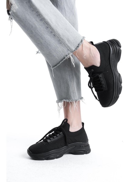 Kadın Rocco Siyah Triko Taşlı Spor Ayakkabı & Sneaker