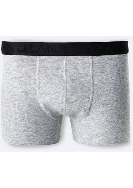 Erkek Gri Pamuklu Esnek Tekli Regular Fit Boxer B009510