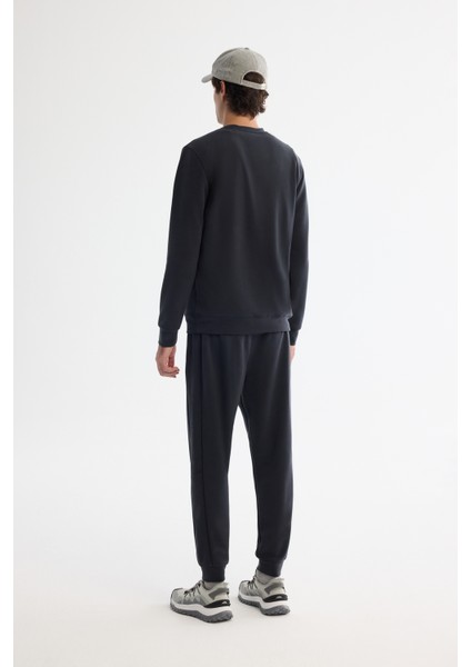 Erkek Antrasit Bisiklet Yaka Baskılı Soft Touch Sweatshirt A42y1307