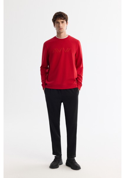 Erkek Kırmızı Bisiklet Yaka Pamuklu Baskılı Elastan Regular Fit Sweatshirt A42Y1227 indirimleri