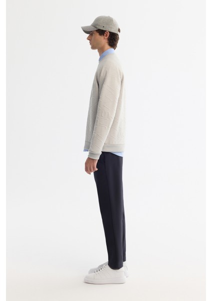 Erkek Gri Bisiklet Yaka Baskılı Elastan Regular Fit Sweatshirt A42Y1335 fiyatları