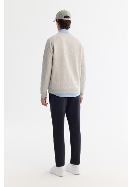 Erkek Gri Bisiklet Yaka Baskılı Elastan Regular Fit Sweatshirt A42Y1335 modelleri