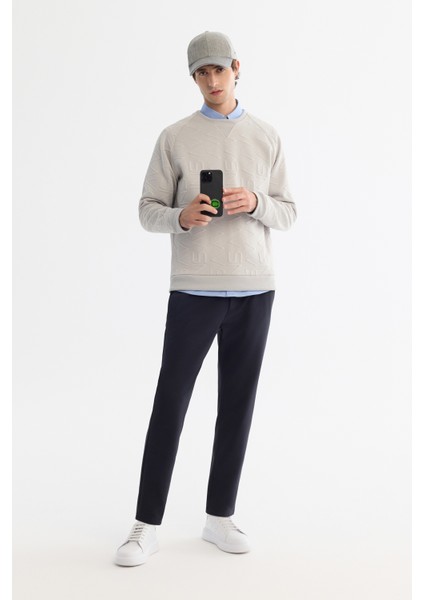 Erkek Gri Bisiklet Yaka Baskılı Elastan Regular Fit Sweatshirt A42Y1335 fırsatları
