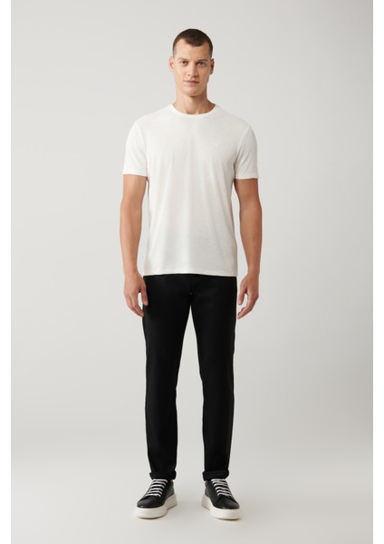 Erkek Beyaz Soft Touch Bisiklet Yaka T-shirt B001031