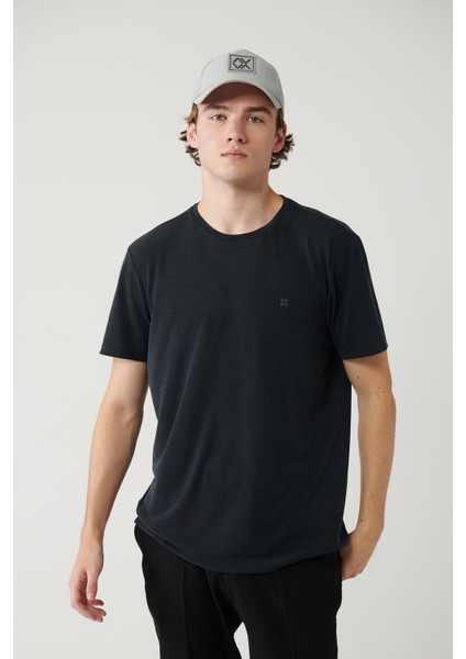 Erkek Antrasit Soft Touch Bisiklet Yaka T-shirt B001031
