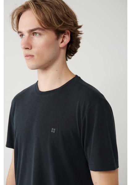 Erkek Antrasit Soft Touch Bisiklet Yaka T-shirt B001031