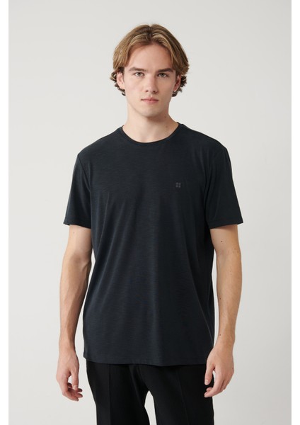 Erkek Antrasit Soft Touch Bisiklet Yaka T-shirt B001031