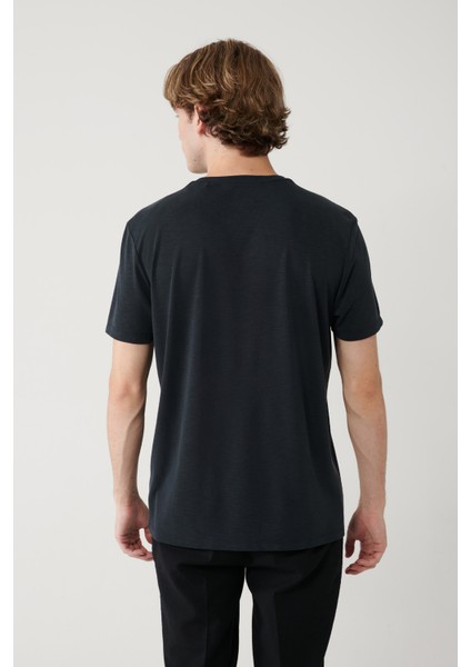 Erkek Antrasit Soft Touch Bisiklet Yaka T-shirt B001031