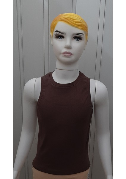 Kalın Askılı Pedsiz Fitilli Kaşkorse Body Crop L-XL Kahve Rengi