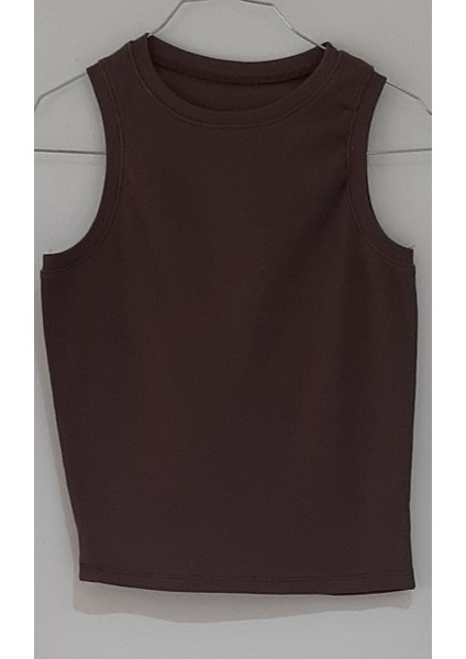 Kalın Askılı Pedsiz Fitilli Kaşkorse Body Crop L-XL Kahve Rengi