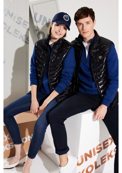 Erkek Saks Dik Yaka Fermuarlı 3 İplik Şardonlu Regular Fit Sweatshirt E001020 fırsatları