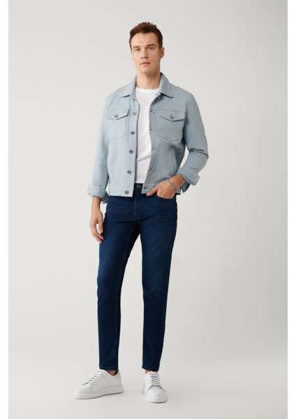 Erkek Lacivert Eskitme Yıkamalı Esnek Jean Pantolon B003525