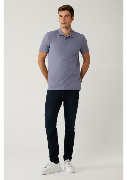 Erkek Koyu Lacivert Eskitme Yıkamalı Esnek Jean Pantolon B003525