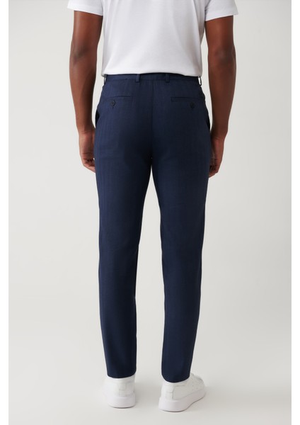 Erkek Lacivert Relaxed Fit Yandan Cepli Esnek Kumaşlı Lightweight Pantolon A41Y3206
