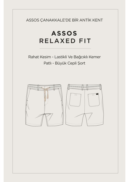 Erkek Gri Beli Lastikli %100 Keten Assos Şort A41y3710