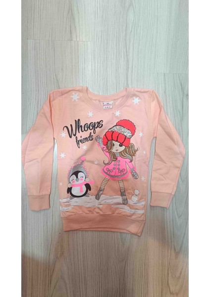 Kız Çocuk Somon Rengi Sweatshirt
