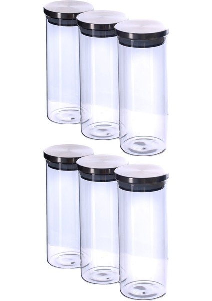 Oslo - 6'lı Metal Kapaklı Vakumlu Cam Saklama Kabı Baharatlık 350ML fırsatları