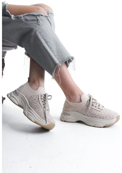 Kadın Rocco Ten Triko Taşlı Spor Ayakkabı & Sneaker modelleri