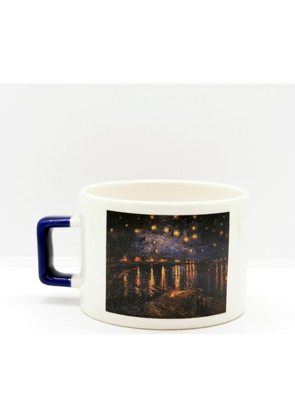 Starry Night Over The Rhône - Rhone Üzerinde Yıldızlı Gece Lacivert U Kulplu Kupa
